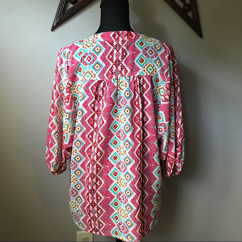 TURQUOISE Haven Multicolor bright pattern top - Picture 5 of 7